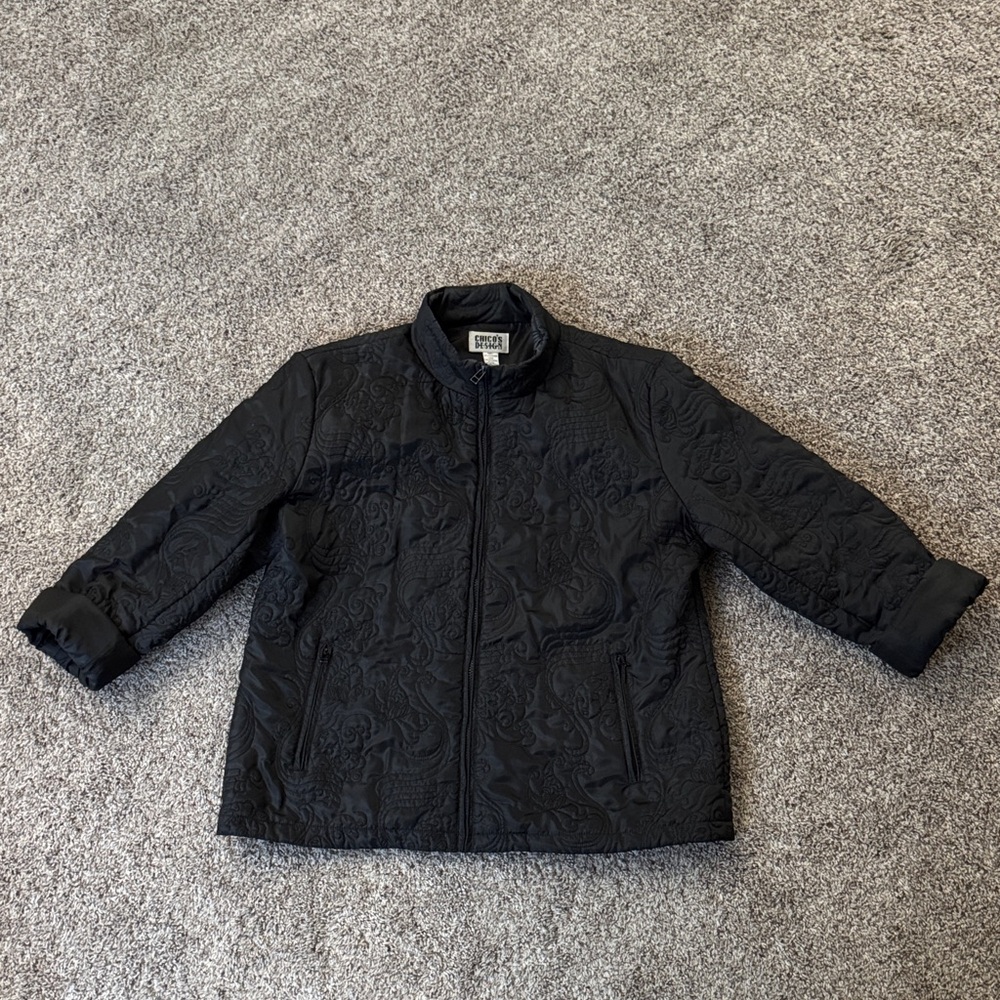 Chico's Black Quilted Puffer Jacket